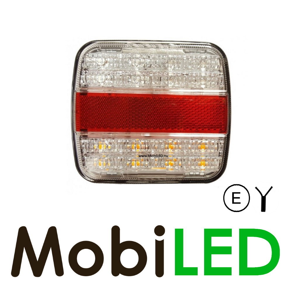 Achterlicht wit 12-24 volt 3 functies E-keur