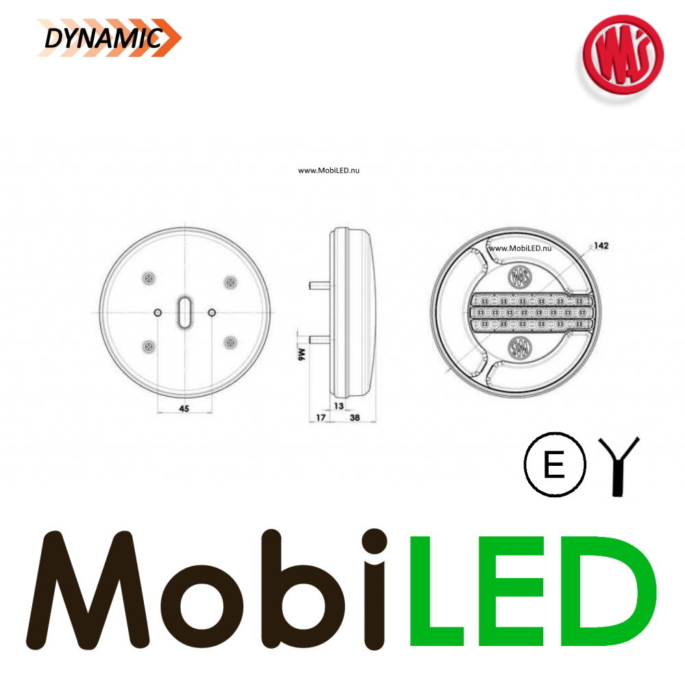 WAS NEON look dynamic round rear light / fog / reverse, WAS 3 functions E-mark WAS NEON look dynamic round rear light / fog / reverse, WAS 3 functions E-mark