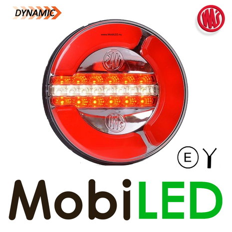 WAS WAS NEON look dynamic round rear light / fog / reverse, 3 functions E-mark WAS WAS NEON look dynamic round rear light / fog / reverse, 3 functions E-mark