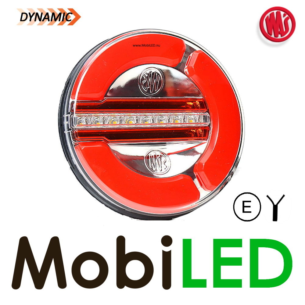 WAS WAS NEON look dynamic round rear light / fog / reverse, 3 functions E-mark WAS WAS NEON look dynamic round rear light / fog / reverse, 3 functions E-mark
