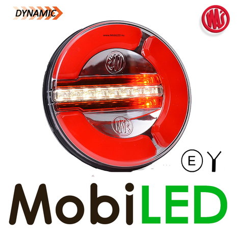 WAS WAS NEON look dynamic round rear light / fog / reverse, 3 functions E-mark WAS WAS NEON look dynamic round rear light / fog / reverse, 3 functions E-mark