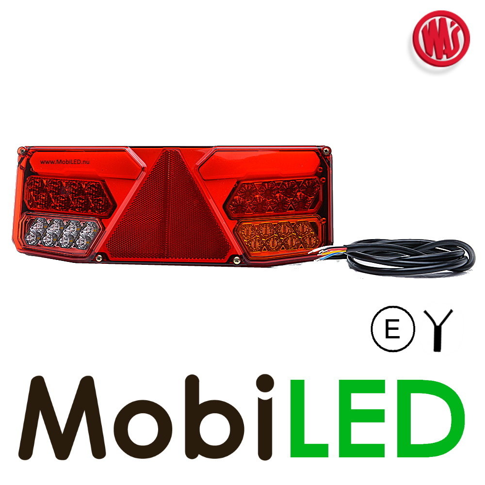WAS WAS NEON look achterlicht driehoek 5 functies - Rechts - E-keur - 12/24 volt
