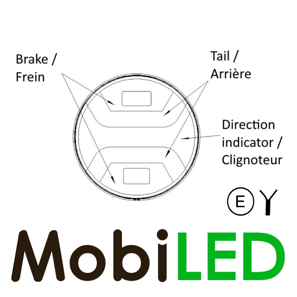 NEON rear light round 3 functions E-mark