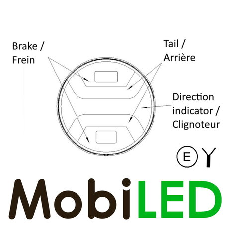 NEON rear light round 3 functions E-mark