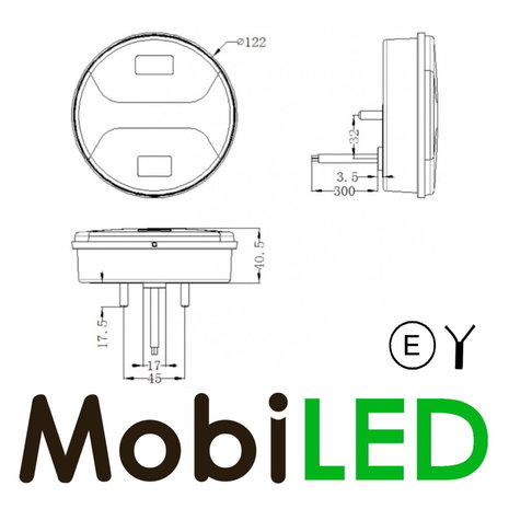 NEON rear light round 3 functions E-mark