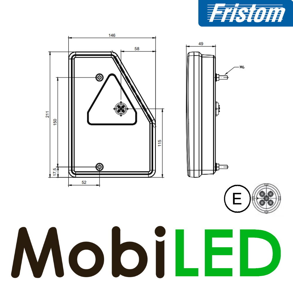 Fristom Achterlicht 4 functies links reflector bajonet E-keur