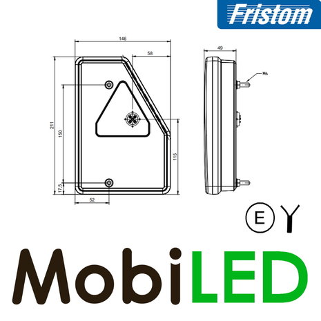 Fristom Achterlicht 5 functies links reflector kabel E-keur Fristom Achterlicht 5 functies links reflector kabel E-keur