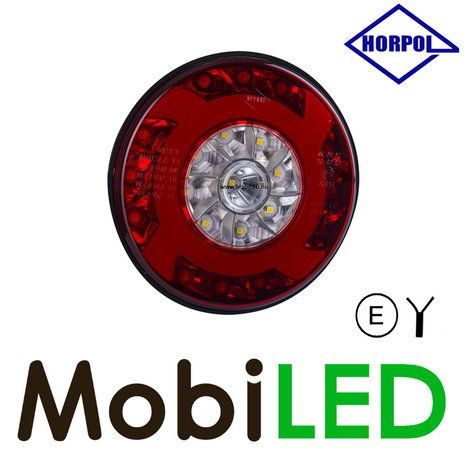 HORPOL NEON look rond mist/achteruit achterlicht 3 functies E-keur HORPOL NEON look rond mist/achteruit achterlicht 3 functies E-keur
