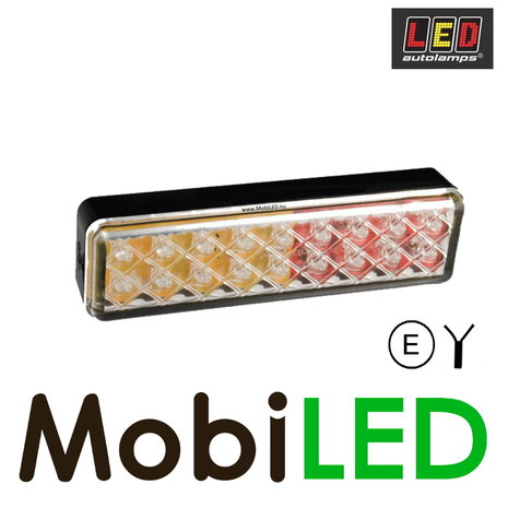 LED autolamps Feu arrière LED 3 fonctions 12-24V E-marque rouge-blanc rectangulaire LED autolamps Feu arrière LED 3 fonctions 12-24V E-marque rouge-blanc rectangulaire