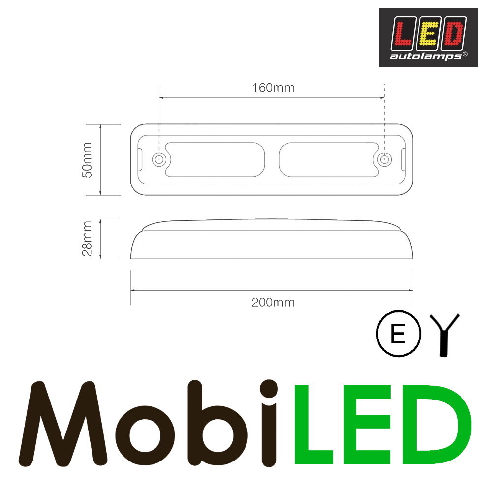 LED autolamps Richtingaanwijzer rechthoek 12-24 volt E-keur LED autolamps Richtingaanwijzer rechthoek 12-24 volt E-keur