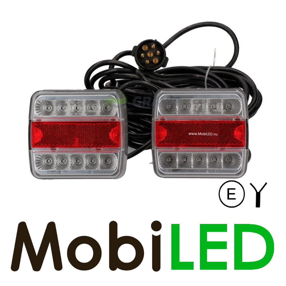 Aanhanger magneet achterlicht set compact - 7,5m kabel - 7-polige stekker Aanhanger magneet achterlicht set compact - 7,5m kabel - 7-polige stekker