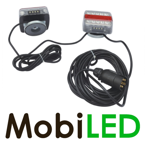 Aanhanger magneet achterlicht set 7,5m kabel 7-polige stekker E-keur Aanhanger magneet achterlicht set 7,5m kabel 7-polige stekker E-keur