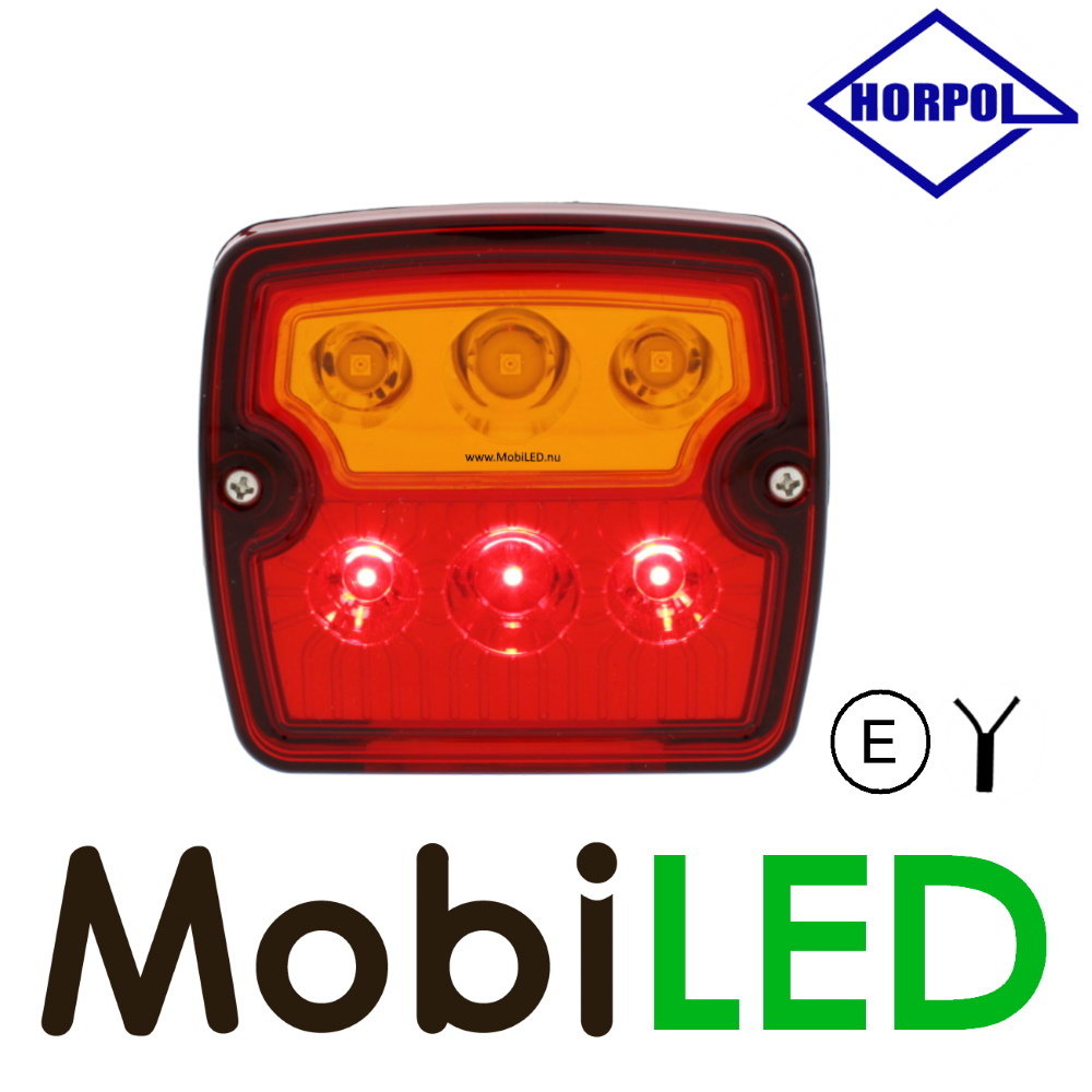 HORPOL Horpol vierkant achterlicht 3 functies met kentekenverlichting E-Keur