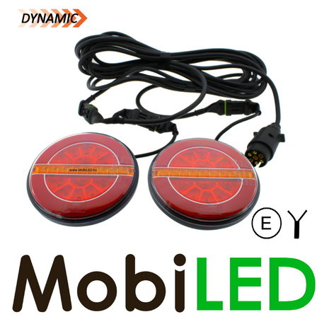 Set dynamic round rear lights "Hamburger" with wiring magnet E-mark