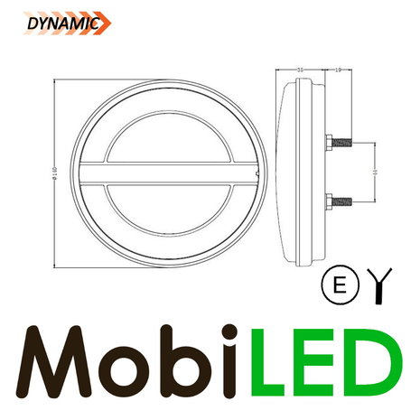 Dynamic round rear light Hamburger neon look left