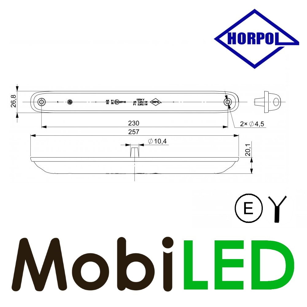 HORPOL Clignotant dynamique super mince 12–24V E-marque HORPOL Clignotant dynamique super mince 12–24V E-marque