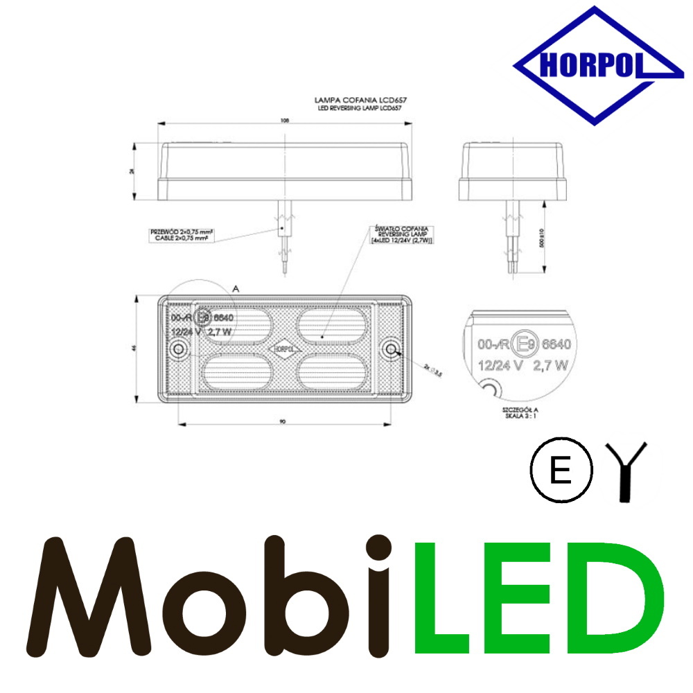 HORPOL Horpol Achteruitrijverlichting compact E-keur