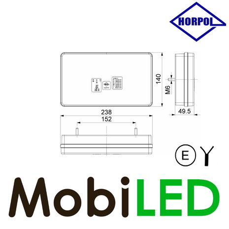 HORPOL Rear light with 5 functions, license plate light and reflector Right E-mark