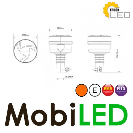 TruckLED Flash compacte 19 watts DIN enfichable Flex E-marque TruckLED Flash compacte 19 watts DIN enfichable Flex E-marque