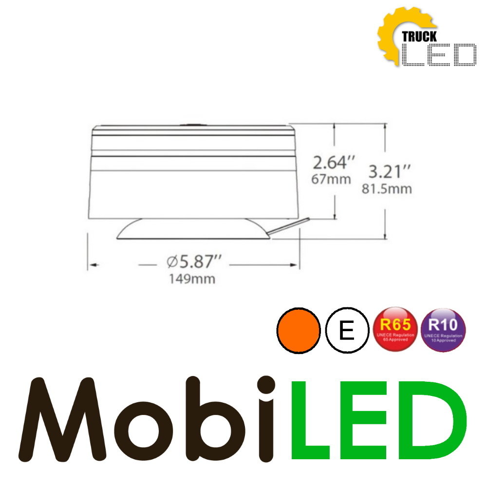 TruckLED Flash lamp 25 watts Amber magnet E-mark TruckLED Flash lamp 25 watts Amber magnet E-mark