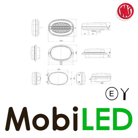 WAS Front position light oval with turn signal WAS Front position light oval with turn signal