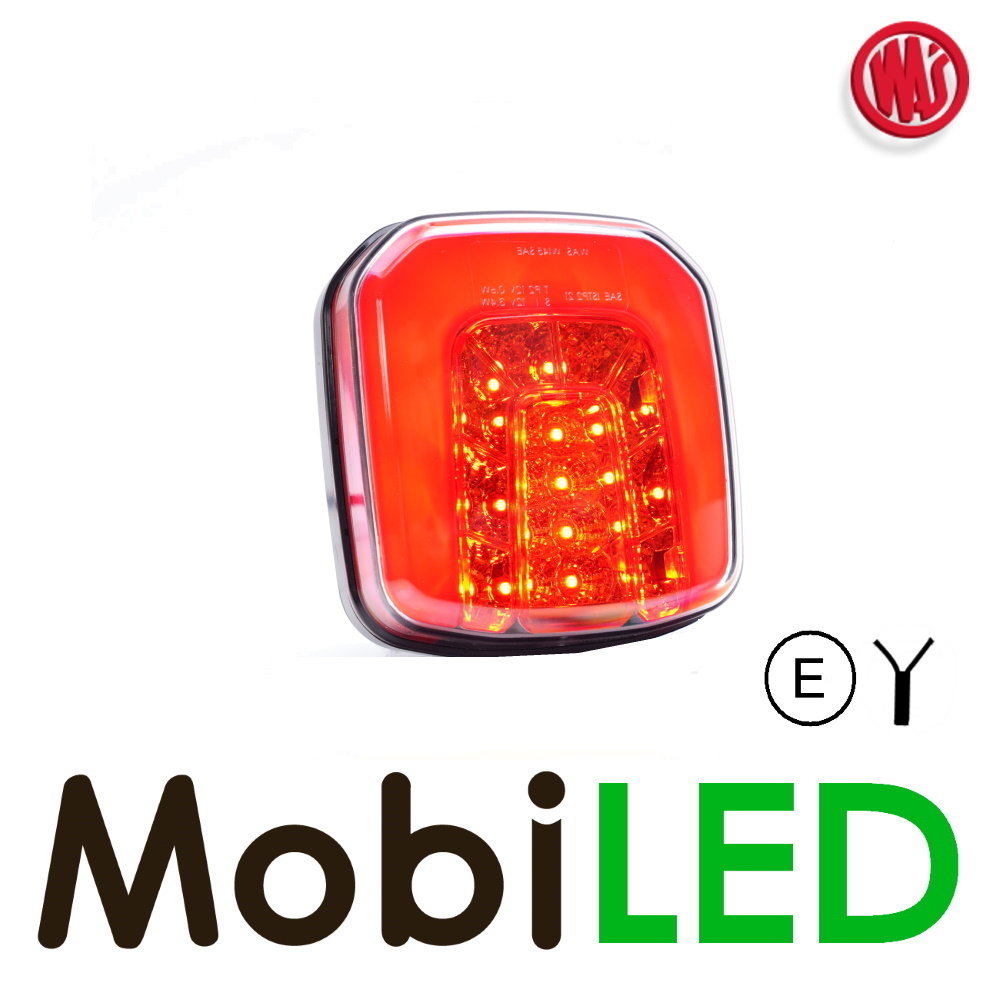 WAS WAS NEON look vierkant achterlicht 3 functies- E-keur - 12/24 volt WAS WAS NEON look vierkant achterlicht 3 functies- E-keur - 12/24 volt