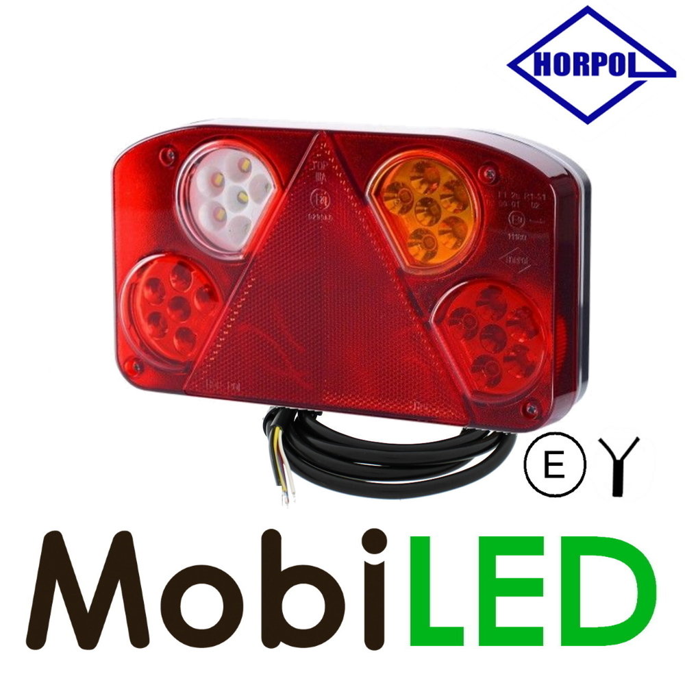 HORPOL Feu arrière modulaire droit 5 fonctions 2m câble - E-marque HORPOL Feu arrière modulaire droit 5 fonctions 2m câble - E-marque