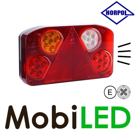 HORPOL Rear light left 4 functions + license plate light and 5-Pins connector - E-mark