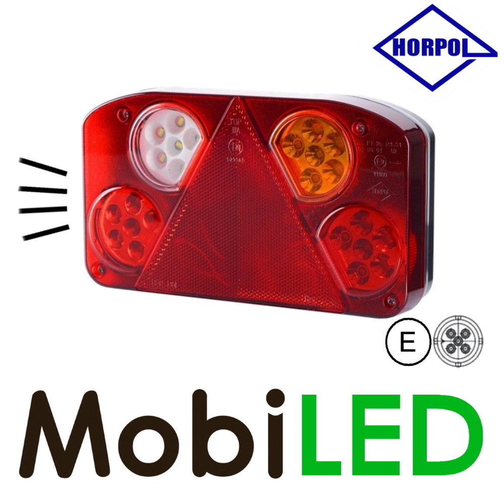 HORPOL Achterlicht rechts 4 functies + kentekenverlichting 5-Pins connector - E-keur HORPOL Achterlicht rechts 4 functies + kentekenverlichting 5-Pins connector - E-keur