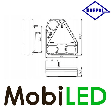 HORPOL Rear light replacement lens triangular left KZT798 HORPOL Rear light replacement lens triangular left KZT798