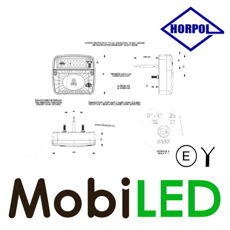 HORPOL Horpol square rear light 3 functions universal cable HORPOL Horpol square rear light 3 functions universal cable