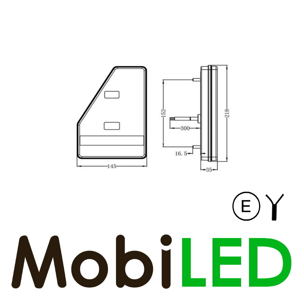 Feu arrière 5 fonctions avec réflecteur triangle Gauche E-mark Feu arrière 5 fonctions avec réflecteur triangle Gauche E-mark