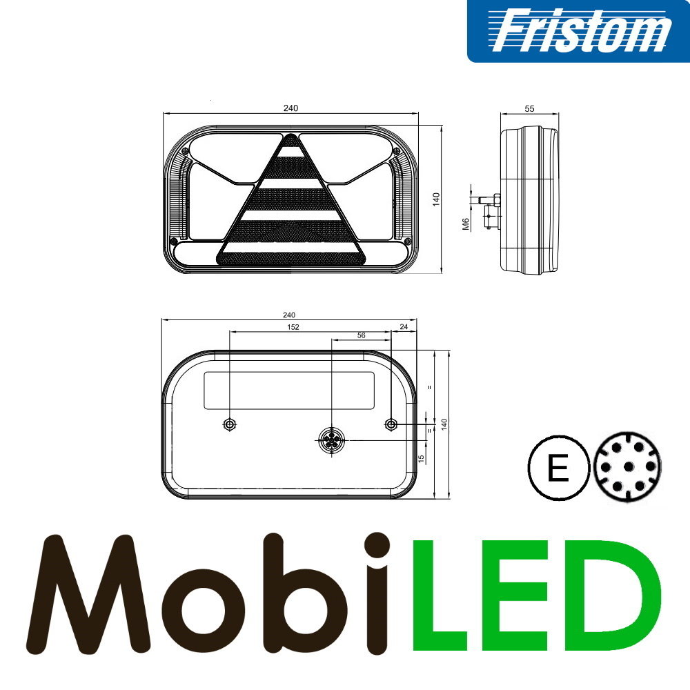 Fristom Feu arrière 5 fonctions gauche plaque dessous 7 pins AMP Fristom Feu arrière 5 fonctions gauche plaque dessous 7 pins AMP
