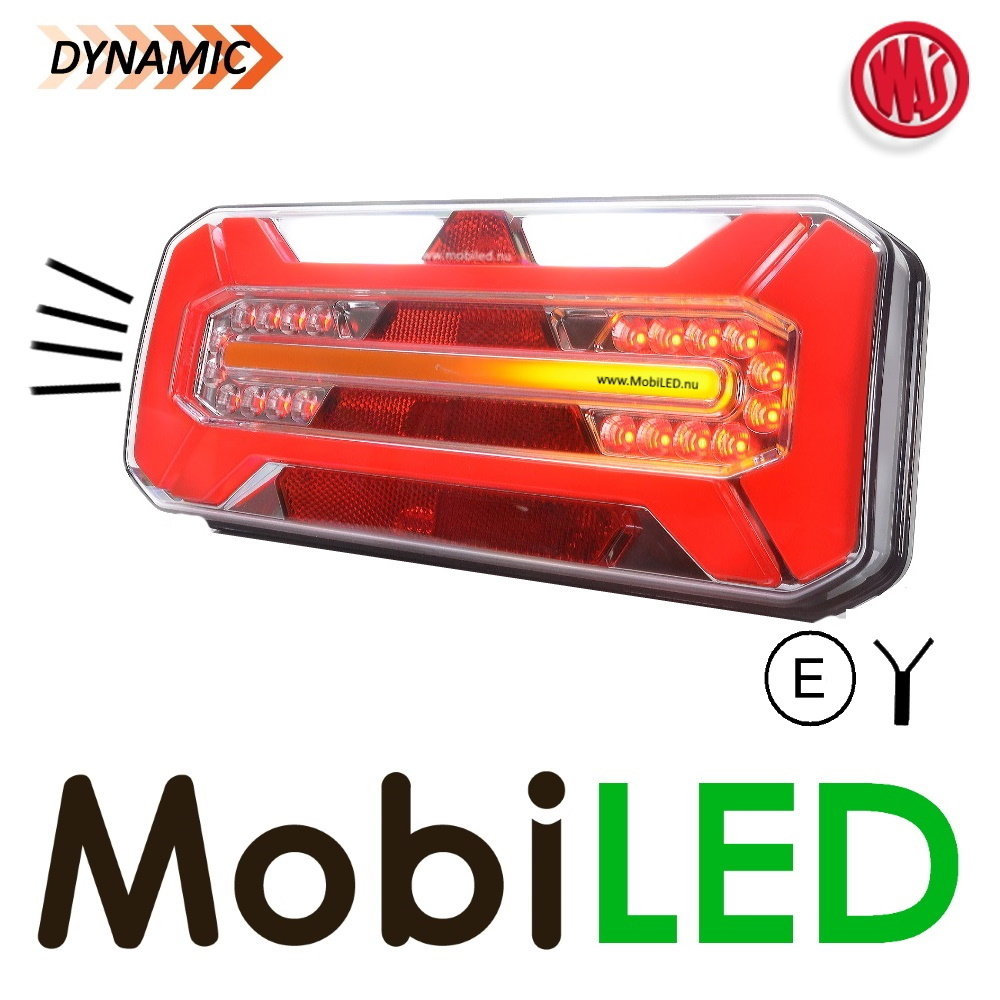 WAS Feu arrière de remorque dynamique NEON look E-marque 5 fonctions 12/24 volts Droit