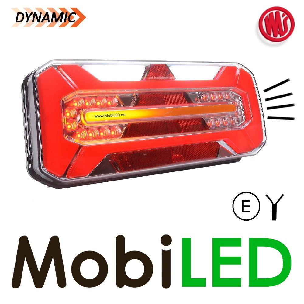 WAS Feu arrière de remorque dynamique NEON look E-mark 5 fonctions 12/24 volts Gauche WAS Feu arrière de remorque dynamique NEON look E-mark 5 fonctions 12/24 volts Gauche