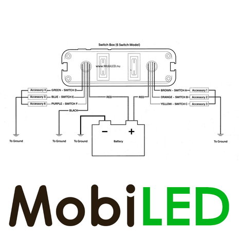 Schakelpaneel 6 schakelaars Blauw 12V 40A