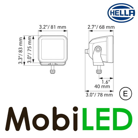 Hella Hella breedstraler cube kit 3.2" 40W opbouw Hella Hella breedstraler cube kit 3.2" 40W opbouw