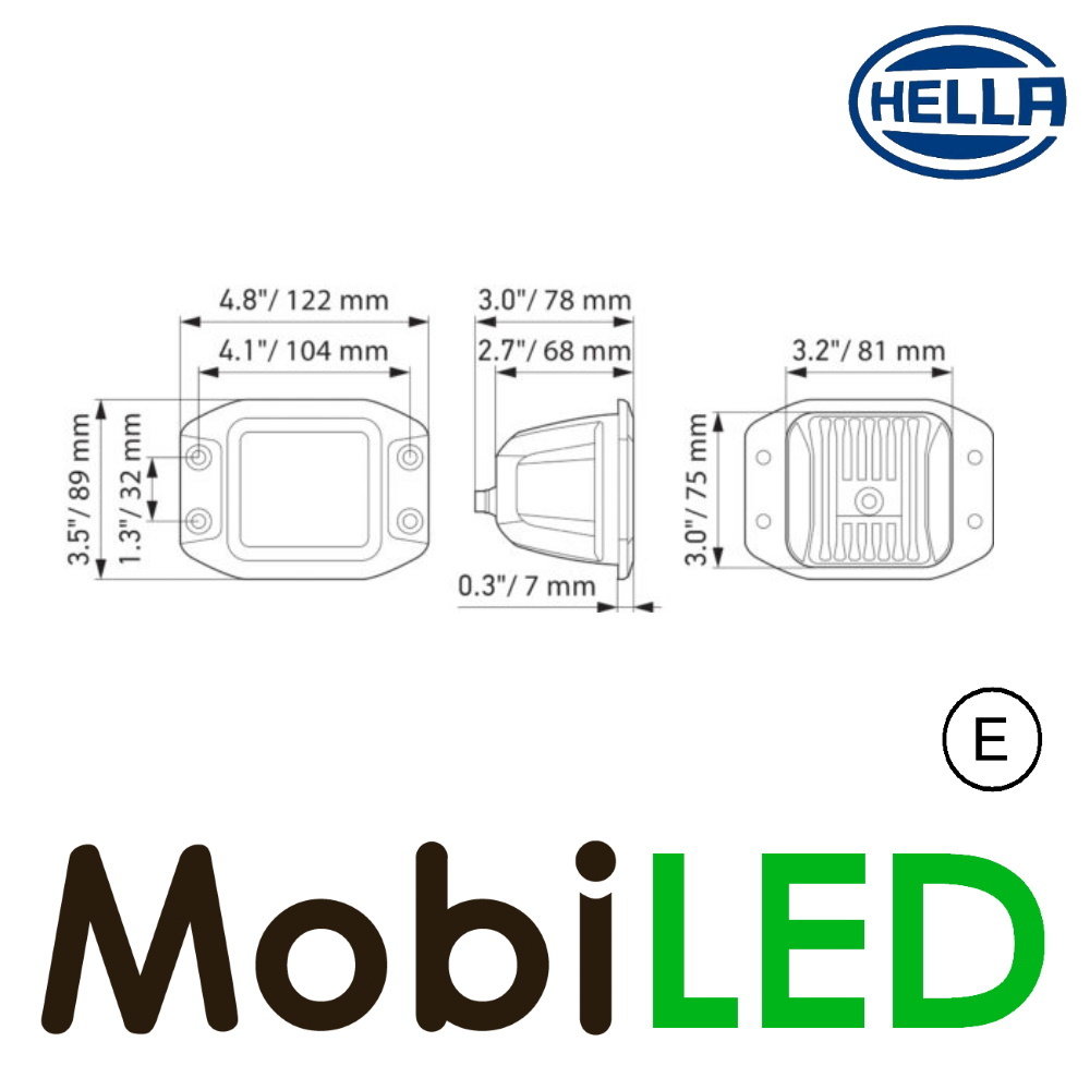 Hella Hella projecteurà faisceau large Cube Kit 3,2" 40 watts intégrée