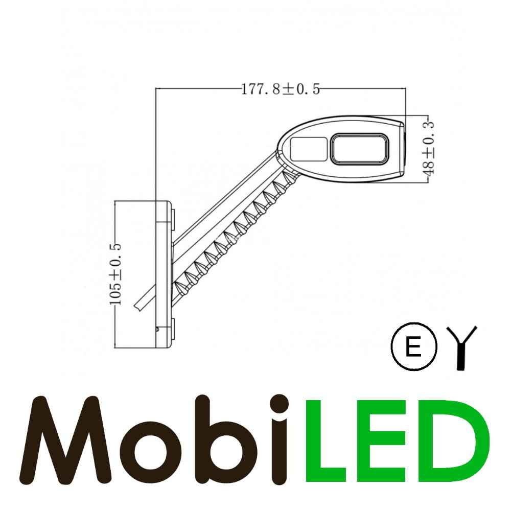 Pendellamp vierkant schuin model Links rood/amber/wit 12-24 volt E-keur