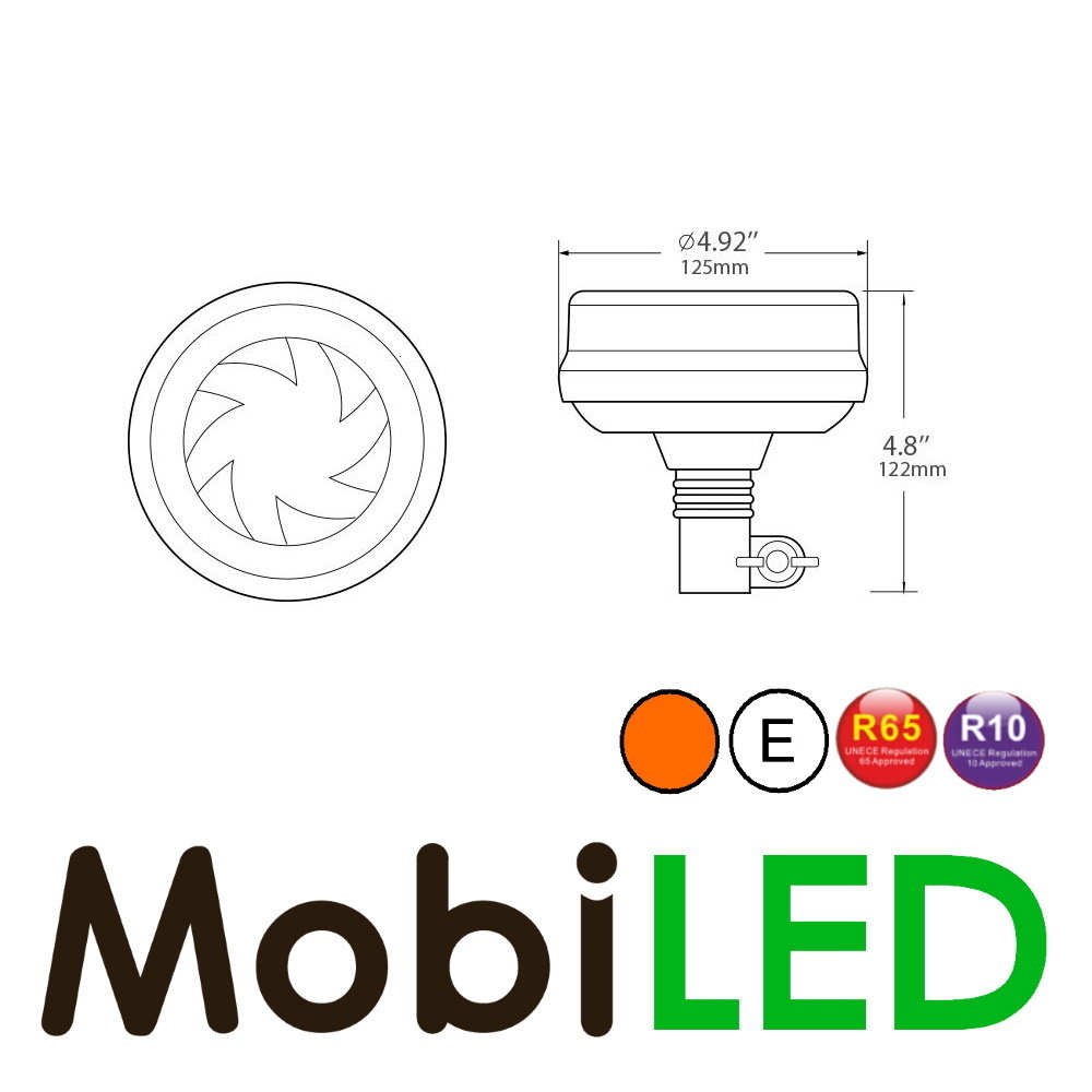 Beacon/flash lamp 16 watts Amber DIN mounting E-mark