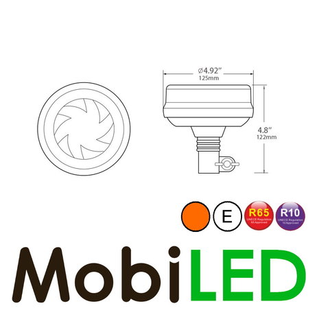 Beacon/flasher 16 watts Amber DIN mounting E-mark