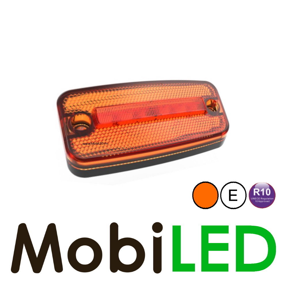 Marker light amber with reflector and flasher 2m cable E-mark
