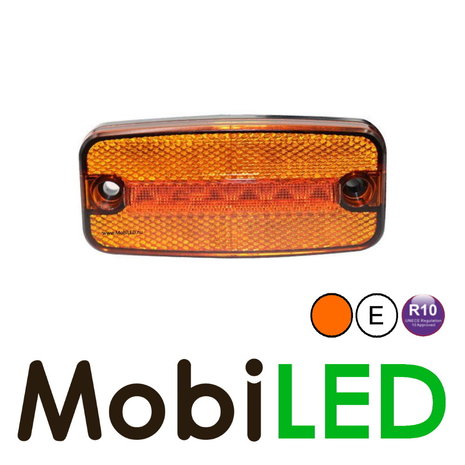 Marker light amber with reflector and flasher 2m E-mark