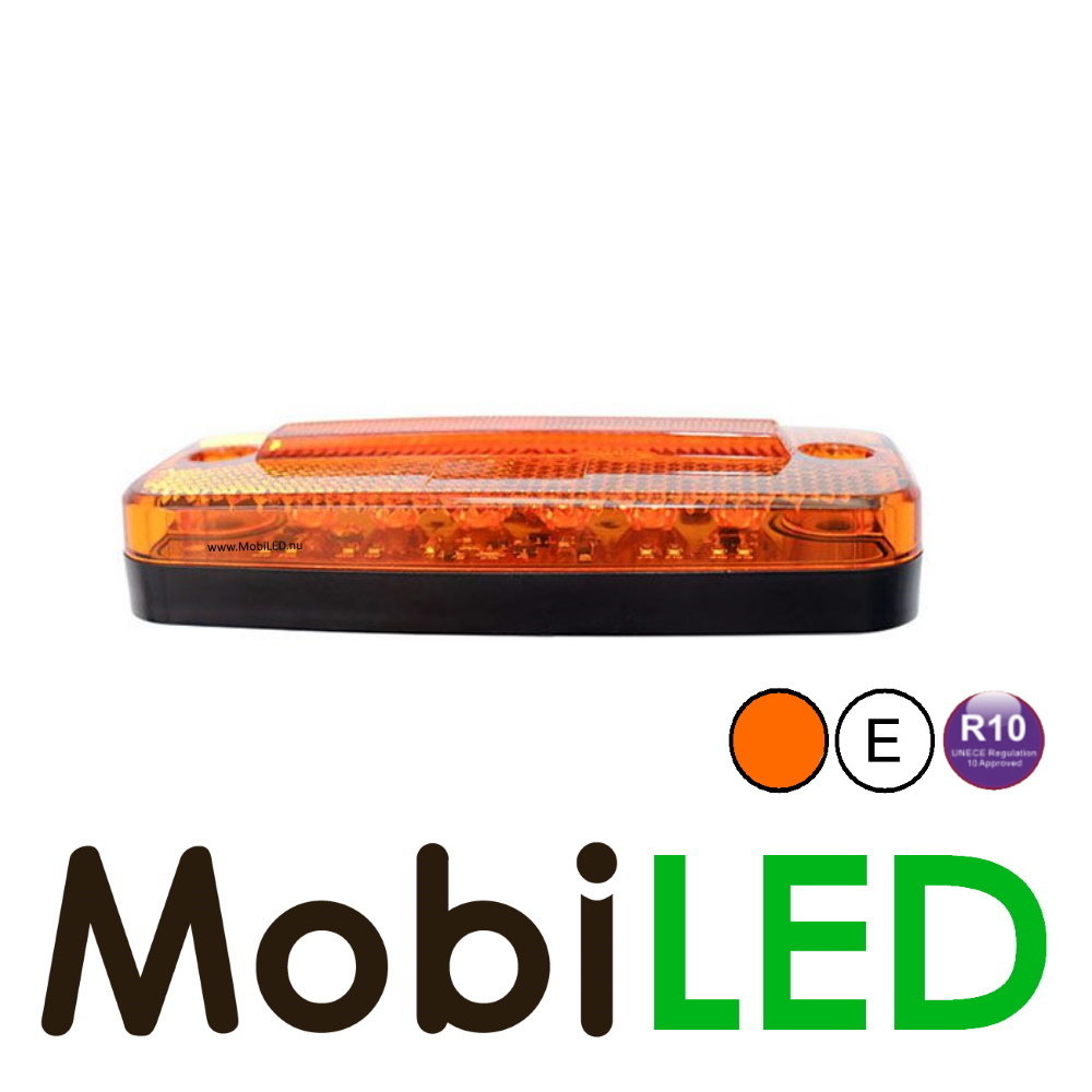 Marker light amber with reflector and flasher 2m E-mark