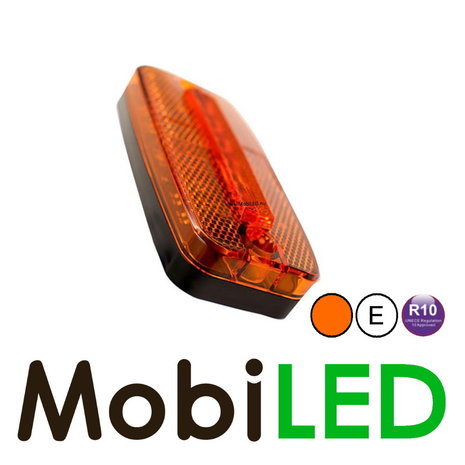 Marker light amber with reflector and flasher 2m E-mark