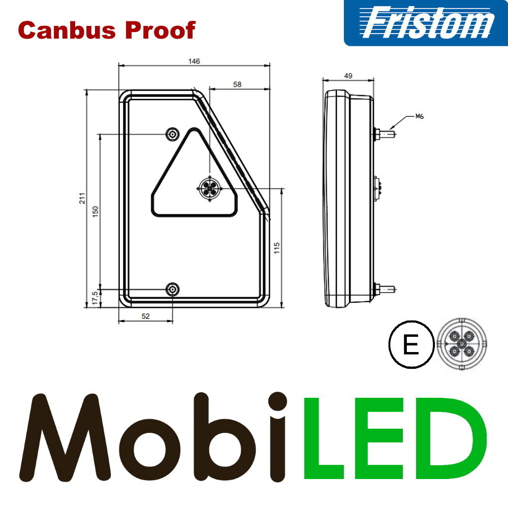 Fristom Achterlicht 4 functies links reflector bajonet E-keur canbus proof Fristom Achterlicht 4 functies links reflector bajonet E-keur canbus proof