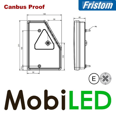 Fristom Feu arrière 4 fonctions gauche réflecteur baïonnette E-marque canbus proof Fristom Feu arrière 4 fonctions gauche réflecteur baïonnette E-marque canbus proof