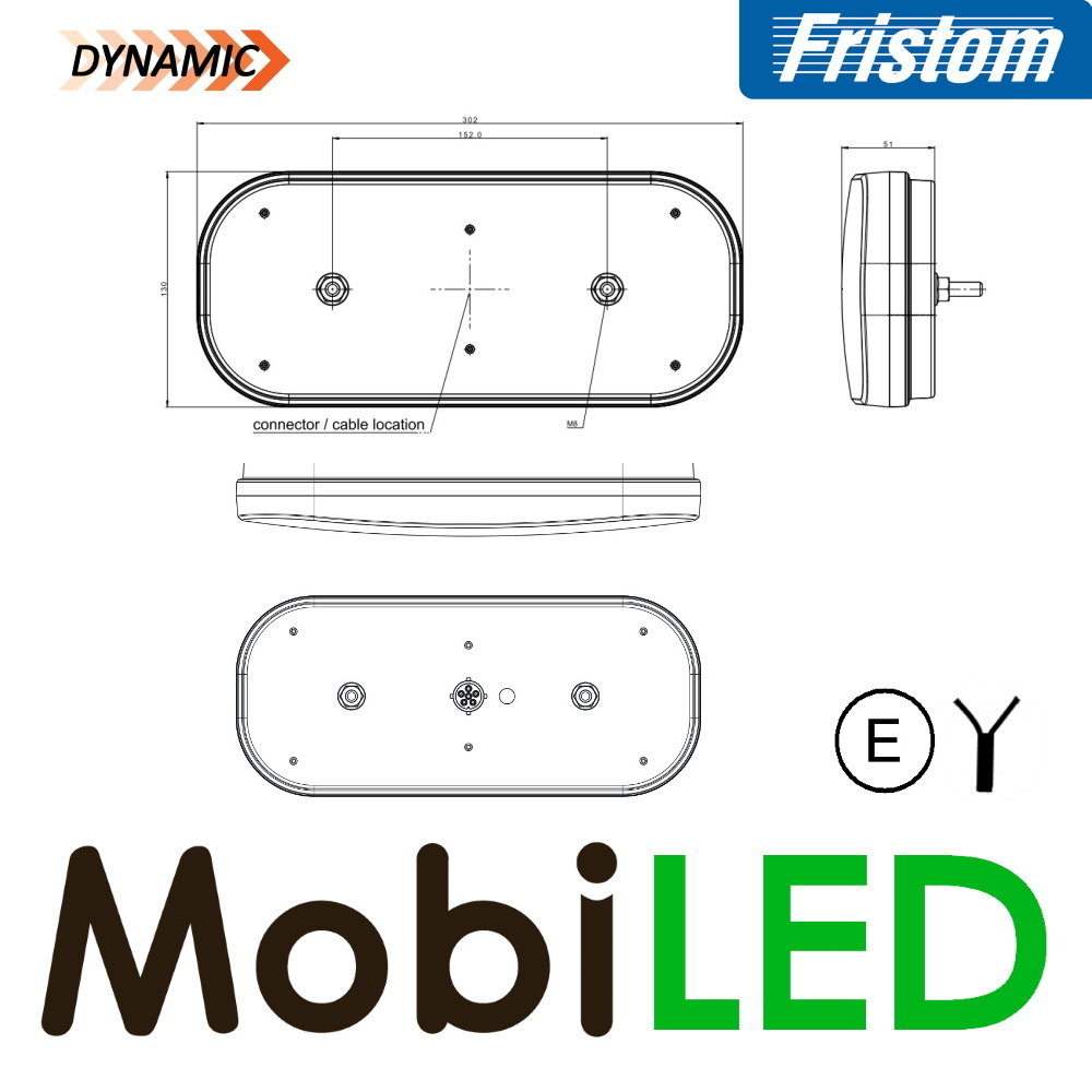 Fristom Achterlicht 5 functies rechthoek reflector rechts kabel Fristom Achterlicht 5 functies rechthoek reflector rechts kabel