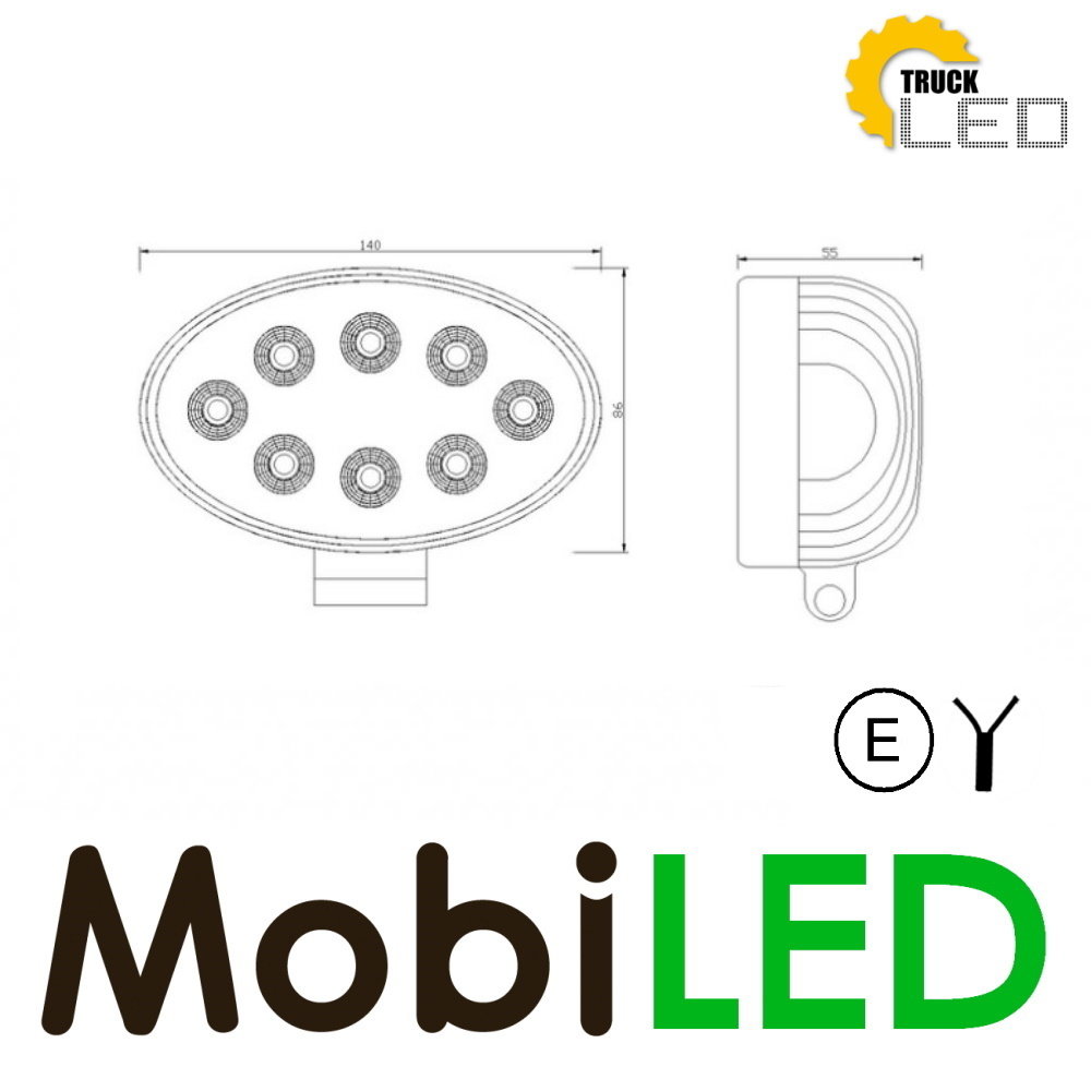 TruckLED Work lamp 24W oval E-mark TruckLED Work lamp 24W oval E-mark