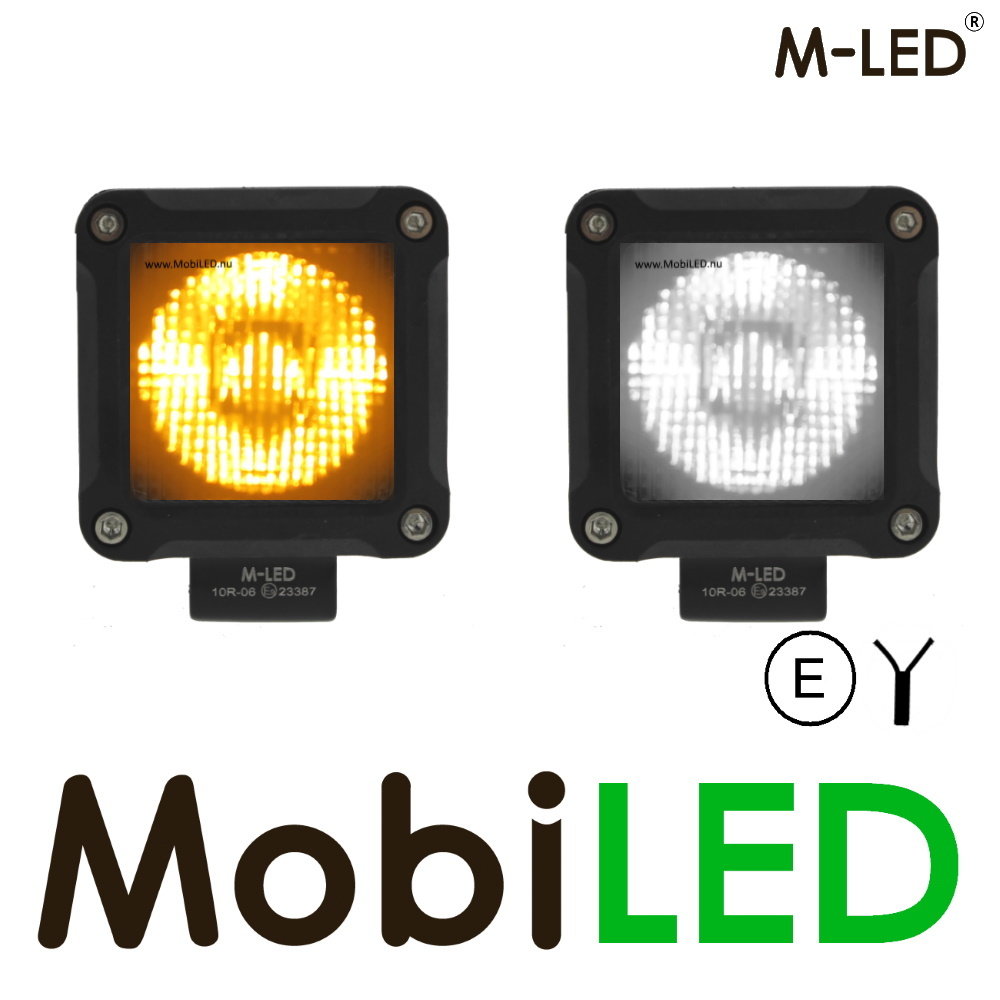 M-LED M-LED Mini Cube floodlight amber/white E-mark M-LED M-LED Mini Cube floodlight amber/white E-mark